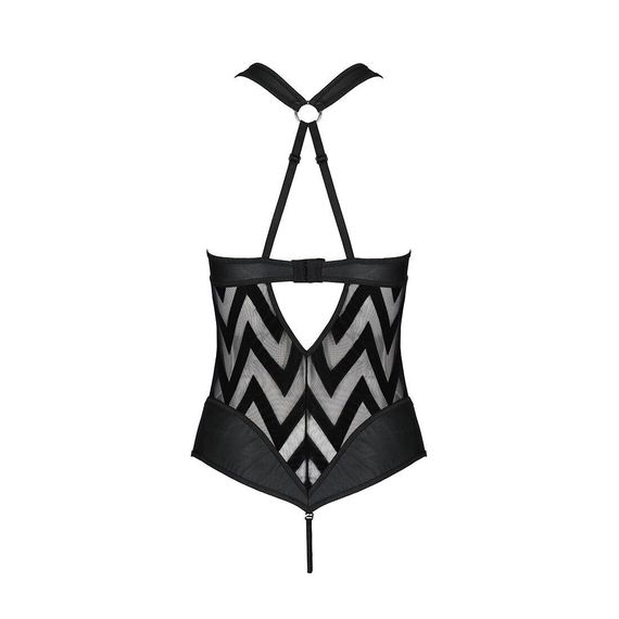 Сітчастий боді з халтером та ритмічним малюнком Hima Body black XXL/XXXL - Passion | Зображення 3