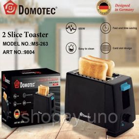 Тостер Domotec MS‐263/MS‐3230, 650 Вт, 6 ступеней поджаривания, съемный поддон, 2 тоста