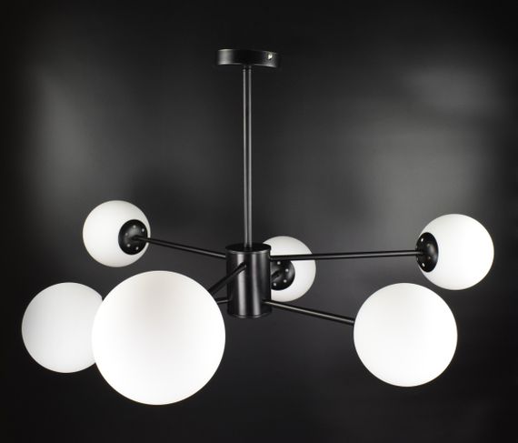 Люстра стельова на 6 лампочок 26223 Чорний 40-70х88х88 см. | Зображення 3