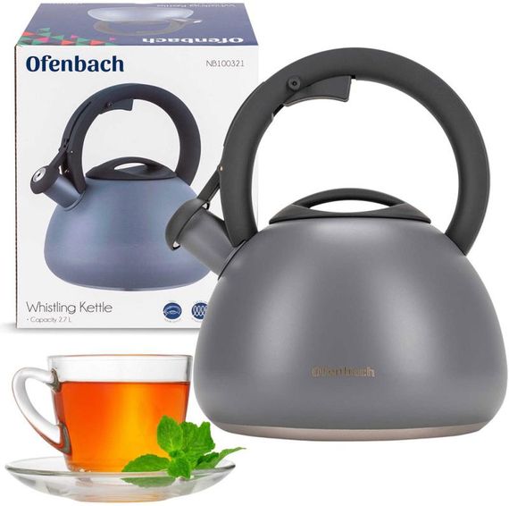 Чайник Ofenbach Silver 2.7л нержавіюча сталь, зі свистком, сірий матовий | Зображення 4