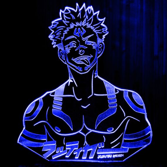 Акриловый светильник-ночник Ремен Сукуна (Магическая Битва) синий tty-n000996