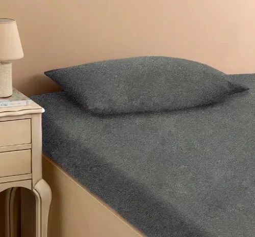 Темно-серая Простынь махровая на резинке с наволочками Anisa (220х240+30 см) | Зображення 2