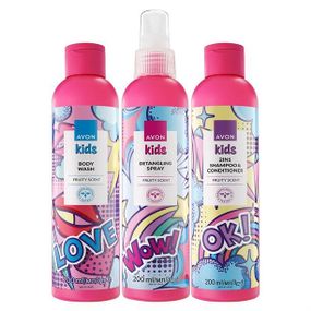 Дитячий косметичний набір Avon для дівчаток з фруктовим ароматом (3-в-1, 200 мл)