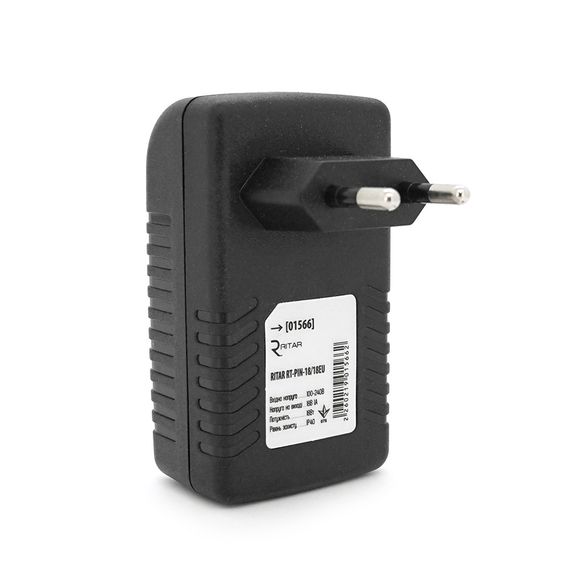 POE инжектор RITAR RT-PIN-18/18EU, 18V 1A 18Вт с портами Ethernet 10/100Мбит/с | Зображення 2