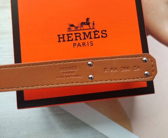 Трендовий шкіряний вузький ремінь Hermes brown | Зображення 2