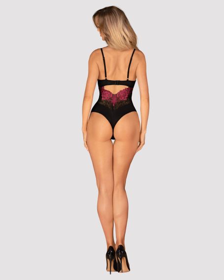 Боді Obsessive Rosenty Чорно-малинове XS/S | Зображення 3