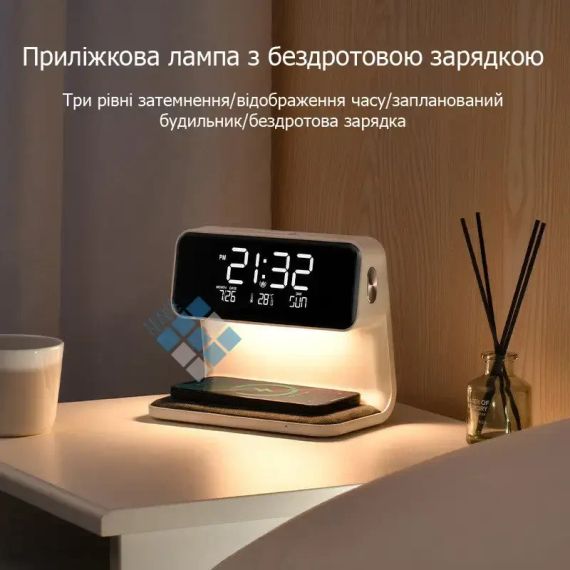 Будильник Holdmay KP-626 із бездротовою зарядкою LED | Зображення 3