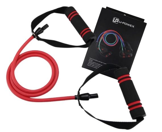 Трубчастий еспандер для фітнесу з ручками U-POWEX Latex resistance tube 30LB Red 13.5 кг (UP_1001_30LB_Red) | Зображення 5