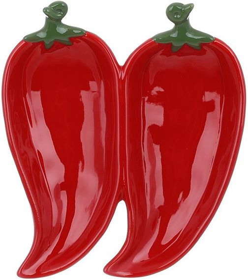 Менажниця керамічна "Pepper" 21х19см, Червоний перець, 2-х секційна