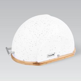 Хлібниця дерев'яна Maestro MR-1678G-WHITE біла з пластиковою кришкою