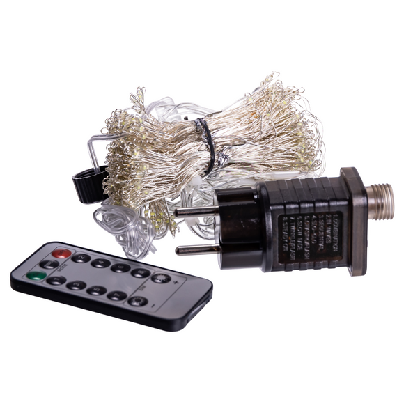 Новорічна гірлянда кімнатна штора роса Хвойна лапа 3х3 м 600 LED Біле світло D600LED3MW | Зображення 1