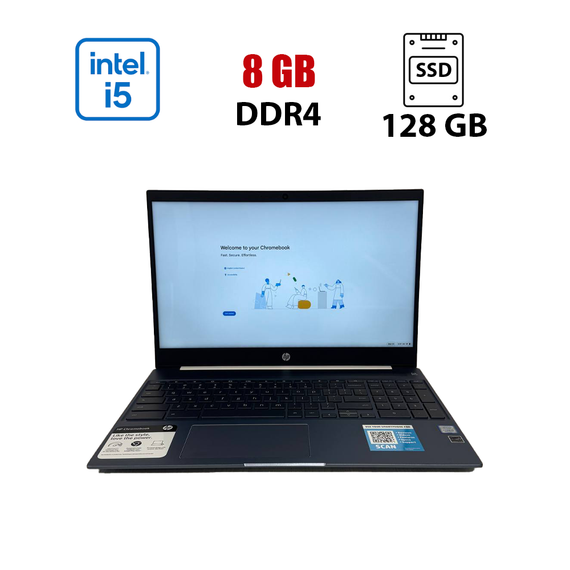 Ноутбук HP Chromebook 15-de0523dx White / 15.6" (1920x1080) IPS Touch / Intel Core i5-8250U (4 (8) ядра по 1.6 - 3.4 GHz) / 8 GB DDR4 / 128 GB SSD / Intel HD Graphics 620 / WebCam / Chrome OS б/у