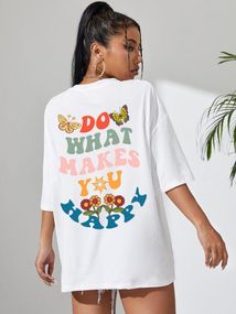 Футболка женская с принтом повседневная M Белая