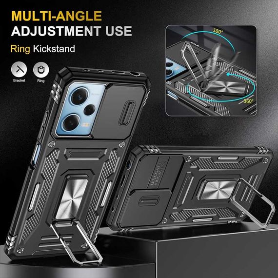 Ударостійкий чохол Camshield Army Ring для Xiaomi Redmi 12 / Poco M6 Pro 5G Чорний / Black | Зображення 2
