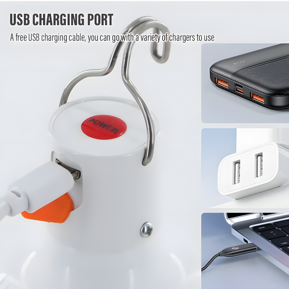Перезаряджувана USB LED-лампа 60W підвищеної яскравості для кемпінгу та аварійного освітлення | Зображення 3