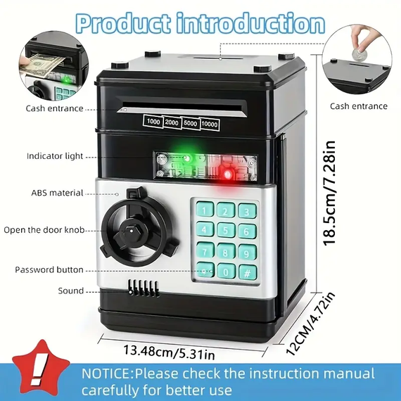 Електронна скарбничка для паперових грошей, Сейф іграшка з купюроприймачем для дітей | Зображення 6