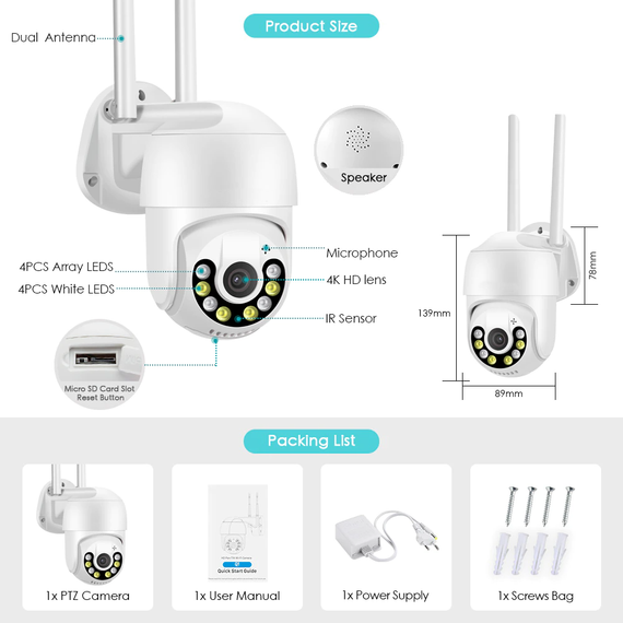 Камера відеоспостереження PTZ WiFi Outdoor Camera ICSEE 5MP ОРИГІНАЛ XPRO 30 чорний (MER-15337_1408) | Зображення 7