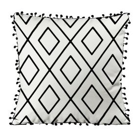 Подушка из мешковины с помпонами Орнамент ромб в ромбе 45x45 см (45PHBP_FLORA004)