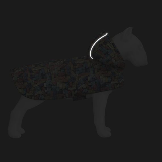 Дощовик-накидка з капюшоном для собак WAUDOG Clothes, малюнок "Блоки",L, А 48-52 см, B 60-70 см, С 42-52 см | Зображення 4