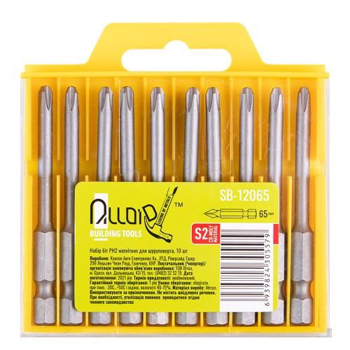 Alloid. Набір біт магнітних для шуруповерта PH2  65мм, S2 (10шт) | Зображення 1
