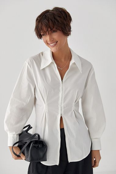 Класична сорочка на блискавці - молочний цвет, ONE SIZE (є розміри) | Зображення 4