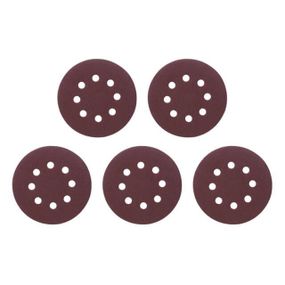 Круг наждачний самоклейний 125 мм з отворами, папір клас С, щільність 140 г/м2, К80, пак. 5ед INTERTOOL1