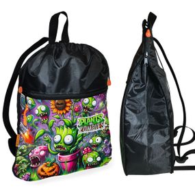 Рюкзак-мішок для взуття, спортивної форми Рослини Проти Зомбі дитяча сумка для змінки з розширювачем (01376)