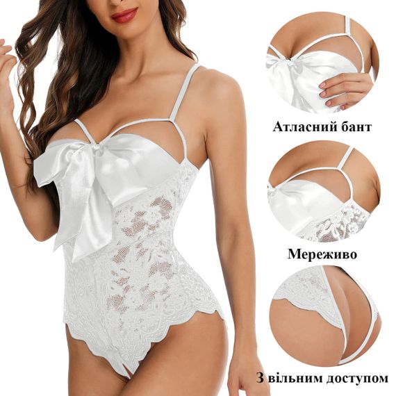 Сексуальное боди белого цвета с интимным доступом (размер XL) | Зображення 1