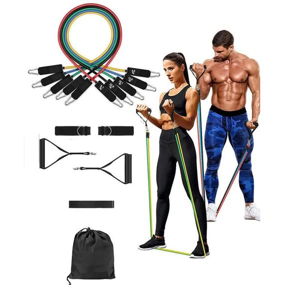 Еспандер гума для зарядок exercise pipe, еспандер гумовий джгут вправи, Фітнес гумки 5 в 1 | Зображення 8