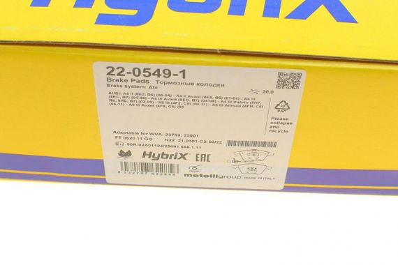 Колодки гальмівні передні Audi A4 03-09 A6 A8 03-11 Seat Exeo 08-13 +датчики  22-0549-1 | Зображення 8