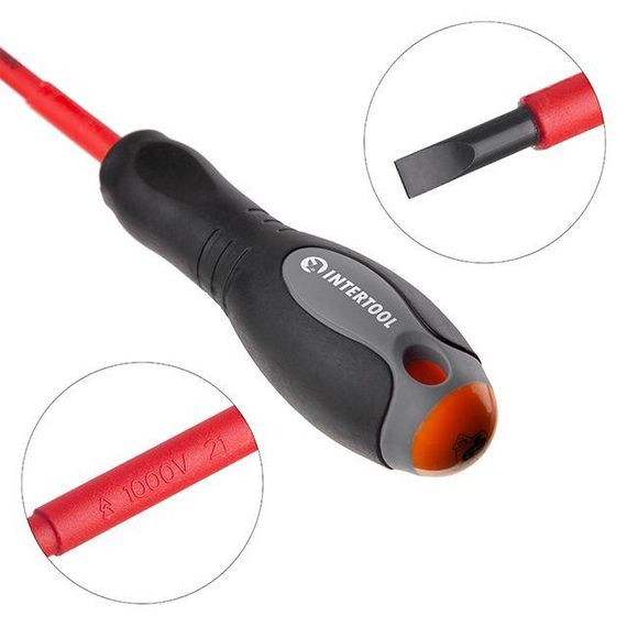 Викрутка шліцева ізольована, SL0,8×4,00 мм, 1000 В, 100 мм INTERTOOL VT-3205 | Зображення 1