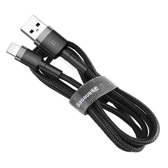 Дата кабель Baseus Cafule Lightning Cable 1.5A (2m) (CALKLF-C) Сірий / Чорний | Зображення 1