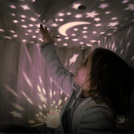 Ночник-проектор для детей с белым и колыбельным шумом, авто-таймер 30/60/90 мин, 8 песен, 6 звуков, розовый | Зображення 6