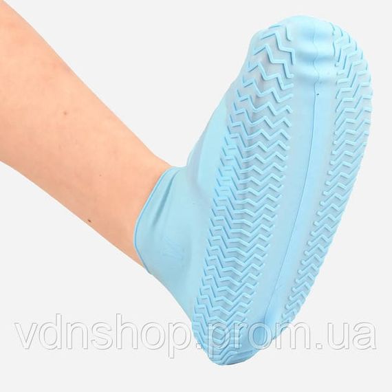 Многоразовые бахилы-чехлы L (41-45 размер) для обуви силиконовые от воды и грязи. Цвет: голубой WM-70 | Зображення 4