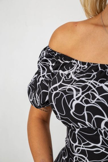 Платье софт с принтом, цвет черный, 230R1010-5 | Зображення 4