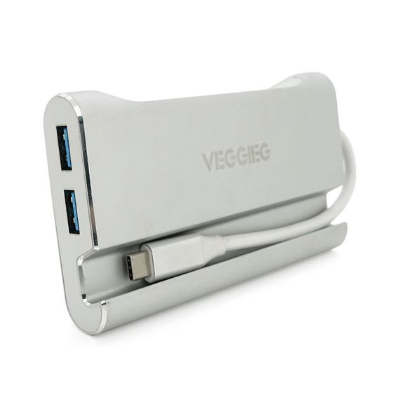 Хаб-конвертор VEGGIEG TC07-S Type-C на Type-C + USB3.0x3 + HDMI + RJ45.10см, Box | Зображення 2