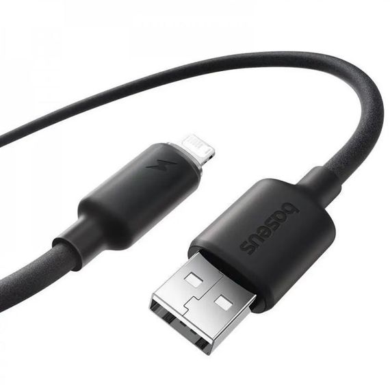 Дата кабель Baseus Foamed Silicone USB to Lightning 2.4A (1m) (E04269) Cosmic Black | Зображення 2