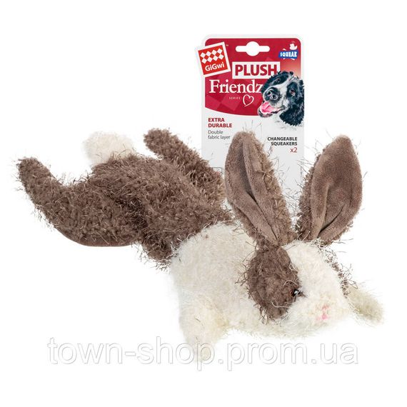 Игрушка для собак Заяц,шкурка с пищалкой GiGwi Plush, текстиль, 47 см | Зображення 1