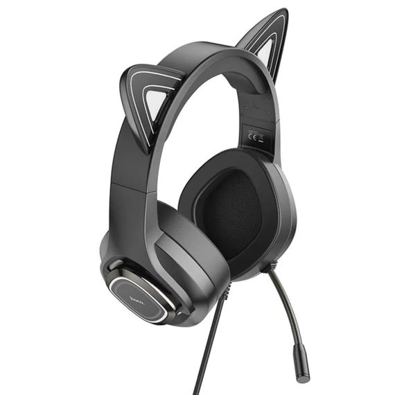Навушники HOCO W107 Cute cat luminous cat ear gaming headphones Phantom Cat | Зображення 3