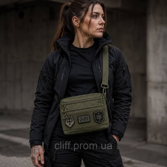 Чоловіча тактична сумка EDC Cordura 600D, сумка для патчів 25×20×5,5 см хакі | Зображення 9