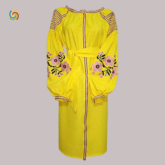 Платье Украинская вышиванка 242307 цвет жёлтый размер L/XL