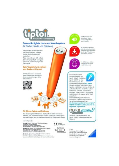 Ручка навчальна, інтерактивна навчальна Tiptoi Ravensburger (колір помаранчевий) | Зображення 1