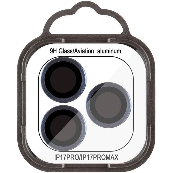 Захисне скло Metal Classic на камеру (у упак.) для Apple iPhone 17 Pro (6.3") / 17 Pro Max (6.9") Чорний / Black Синій / Dark Blue | Зображення 1