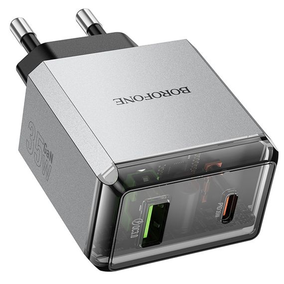 МЗП Borofone BN20 Lena PD35W+QC3.0 (1USB-A/1C) Metal gray | Зображення 3