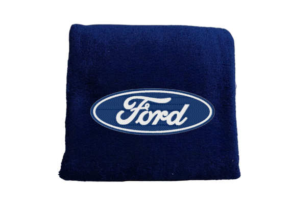 Полотенце с вышивкой махровое банное 70*140  темно-синий автомобилисту Форд Ford 00451