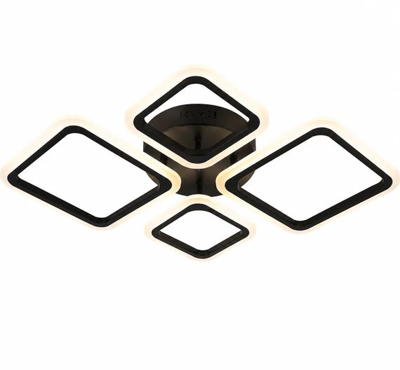 Черная потолочная светодиодная люстра X-595 с пультом • LED-люстра квадраты для спальни, гостиной, кухни и современного интерьера
