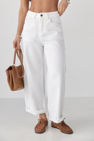 Жіночі білі джинси Palazzo - білий цвет, XL (є розміри) | Зображення 5