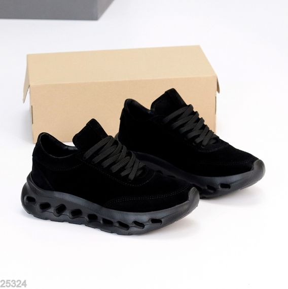 Молодежные дизайнерские черные кроссовки натуральная замша | Зображення 2