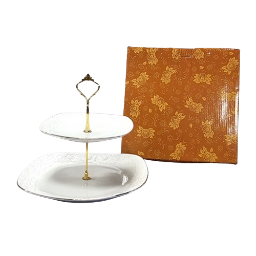 Цукерниця 2ярусна 26,7*19см Біла ніч