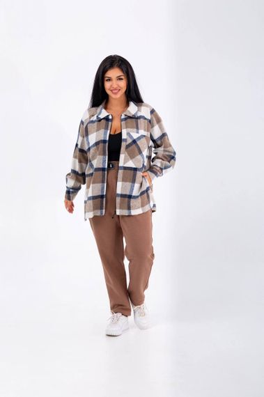 Женский теплый костюм рубашка и штаны NB23031 цвет мокко, размер 42/46 | Зображення 2